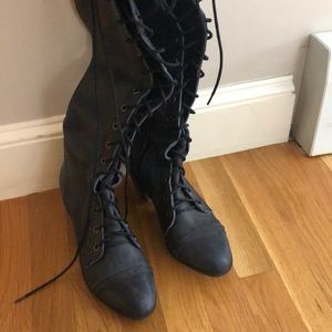 Free people over the knee lace up boots BLACK